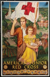 1z0144 AMERICAN JUNIOR RED CROSS 15x22 WWII war poster 1943 Walter Beach Humphrey Home Front art!