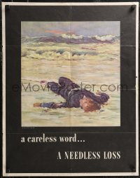 1z0146 CARELESS WORD A NEEDLESS LOSS 22x28 WWII war poster 1943 Anton Fischer art of fallen sailor!