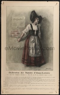 1z0137 DECLARATION DES DEPUTES D'ALSACE-LORRAINE 18x29 French WWI war poster 1914 Lucien Jonas!