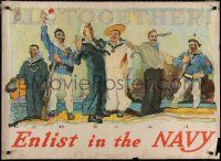 1z0138 ENLIST IN THE NAVY 32x43 WWI war poster 1917 cool art of Allied sailors by H. Reuterdahl!