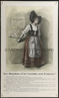1z0140 LES ALSACIENS ET LES LORRAINS SONT FRANCAIS 18x30 French WWI war poster 1918 Lucien Jonas!