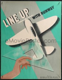 1z0155 LINE UP WITH RUNWAY 17x22 WWII war poster 1940s speed square on an airplane, land safely!