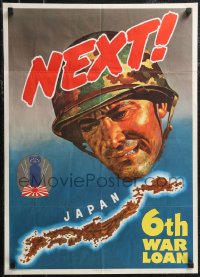 1z0158 NEXT 20x28 WWII war poster 1944 6th War Loan, James Bingham art of soldier over Japan!