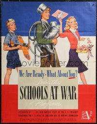 1z0166 SCHOOLS AT WAR 22x28 WWII war poster 1942 Nurick art of three children selling war bonds!