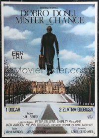 1z0480 BEING THERE Yugoslavian 20x28 1981 art of Peter Sellers walking into the sky, Mister Chance!