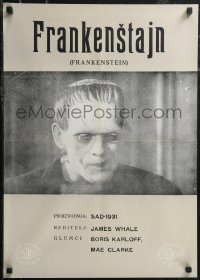 1z0491 FRANKENSTEIN Yugoslavian 19x26 1960s black & white close-up of Boris Karloff as the monster!