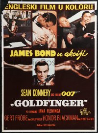 1z0500 GOLDFINGER Yugoslavian 20x27 R1970s great Jean Mascii art of Sean Connery as James Bond 007!