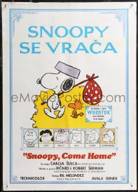 1z0524 SNOOPY COME HOME Yugoslavian 20x28 1972 Peanuts, Schulz art of Snoopy & Woodstock!