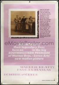 2a0556 BONNIE & CLYDE linen 40x60 1967 see them live legendary lives in southwestern premiere, rare!