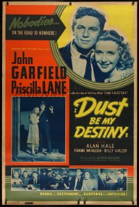 2a0544 DUST BE MY DESTINY 40x60 1939 nobodies John Garfield & Lane are on the road to nowhere, rare!