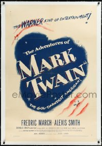 2a0818 ADVENTURES OF MARK TWAIN linen style B 1sh 1944 Fredric March as Twain, the gol-darndest American!