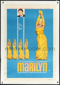 2a0628 MARILYN linen Argentinean 1963 sexy full-length image of young Monroe, Rock Hudson, rare!