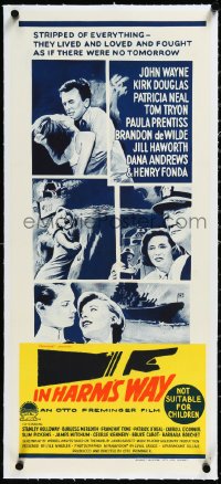2a0660 IN HARM'S WAY linen Aust daybill 1965 Preminger, John Wayne, Kirk Douglas, Patricia Neal, rare!