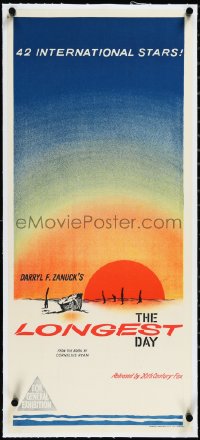 2a0662 LONGEST DAY linen Aust daybill 1962 Zanuck's WWII D-Day movie with 42 international stars!