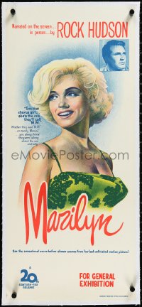 2a0663 MARILYN linen Aust daybill 1963 different hand litho of young sexy Monroe, plus Rock Hudson!