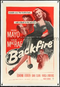 2a0829 BACKFIRE linen 1sh 1950 full-length sexy double-crossing Virginia Mayo seduces Gordon MacRae!