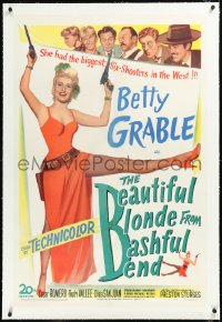 2a0834 BEAUTIFUL BLONDE FROM BASHFUL BEND linen 1sh 1949 Preston Sturges, Betty Grable has big guns!