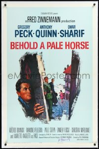 2a0837 BEHOLD A PALE HORSE signed linen 1sh 1964 by producer Alexandre Trauner, Terpning art!