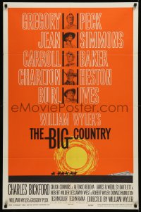 2a0449 BIG COUNTRY style B 1sh 1958 Gregory Peck, Charlton Heston, William Wyler, Saul Bass art!
