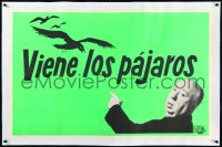 2a0842 BIRDS linen Spanish/US teaser 1sh 1963 horizontal image of Hitchcock saying they're coming!