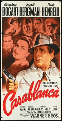 2a0258 CASABLANCA S2 poster 2001 Humphrey Bogart, Ingrid Bergman & rest of cast from three-sheet!