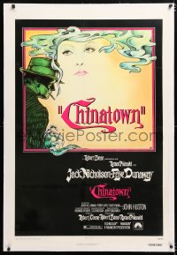 2a0864 CHINATOWN linen 1sh 1974 Pearsall art of smoking Jack Nicholson & Faye Dunaway, Roman Polanski