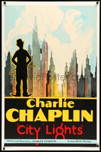 2a0269 CITY LIGHTS S2 poster 2001 Charlie Chaplin overlooking New York skyline!