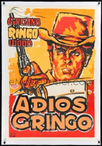 2a0598 ADIOS GRINGO linen Colombian poster 1966 dayglo spaghetti western art of Giuliano Gemma, rare!