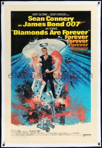 2a0876 DIAMONDS ARE FOREVER linen int'l 1sh 1971 art of Sean Connery as James Bond 007 by McGinnis!