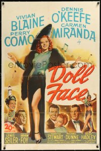 2a0879 DOLL FACE linen 1sh 1945 sexy full-length Vivian Blaine & Carmen Miranda, Perry Como, O'Keefe