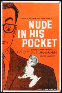 2a0683 NUDE IN HIS POCKET linen English 1sh 1960 Pierre Kast directed, Jean Marais, Genevieve Page, sexy!