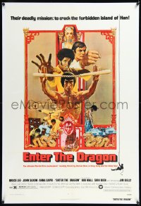 2a0886 ENTER THE DRAGON linen 1sh 1973 Bruce Lee classic, the movie that made him a legend!