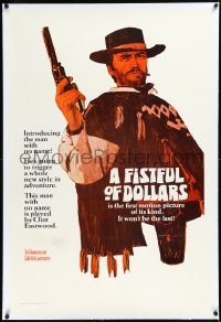 2a0893 FISTFUL OF DOLLARS linen teaser 1sh 1967 introducing the man with no name, Clint Eastwood!