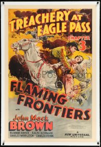 2a0895 FLAMING FRONTIERS linen chapter 3 1sh 1938 great western serial art, Treachery at Eagle Pass!