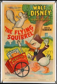 2a0897 FLYING SQUIRREL linen 1sh 1954 Disney, art of Donald Duck defending peanut cart, ultra rare!