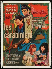 2a0713 CARABINEERS linen French 22x30 1963 Jean-Luc Godard's Les Carabiniers, cool Jean Barnoux art!