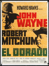 2a0714 EL DORADO linen French 23x32 R1970s John Wayne, Robert Mitchum, directed by Howard Hawks!
