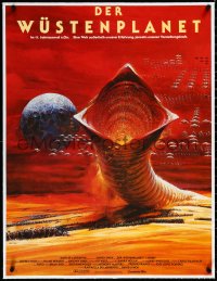 2a0621 DUNE linen German 1984 David Lynch sci-fi epic, best Berkey art of desert planet & sandworm!