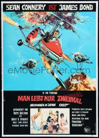 2a0623 YOU ONLY LIVE TWICE linen German 1967 McCarthy & McGinnis art of Connery as 007 in gyrocopter!