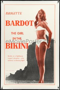 2a0908 GIRL IN THE BIKINI linen 1sh 1958 sexy full-length Brigitte Bardot in skimpy 2-piece swimsuit!