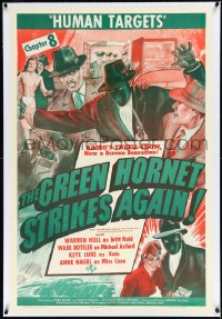 2a0918 GREEN HORNET STRIKES AGAIN linen chap 8 1sh 1940 Warren Hull serial, cool art, Human Targets!