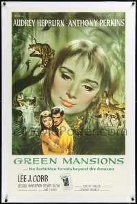 2a0919 GREEN MANSIONS linen int'l 1sh 1959 art of Audrey Hepburn & Anthony Perkins by Joseph Smith!