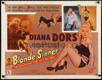 2a0352 BLONDE SINNER style B 1/2sh 1956 sexy blonde bombshell Diana Dors sizzled the headlines, rare!