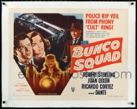 2a0796 BUNCO SQUAD linen style B 1/2sh 1950 police rip veil from phony cult ring, noir art, rare!