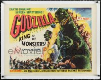 2a0800 GODZILLA linen style B 1/2sh 1956 Gojira, King of the Monsters, great different art, ultra rare!