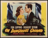2a0375 ON DANGEROUS GROUND 1/2sh 1951 Nicholas Ray, close up of Robert Ryan holding Ida Lupino!