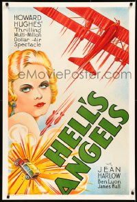 2a0283 HELL'S ANGELS S2 poster 2000 Howard Hughes WWI classic, art of sexy Jean Harlow!
