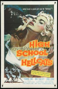 2a0923 HIGH SCHOOL HELLCATS linen 1sh 1958 best AIP bad girl art, what must a good girl say to belong?