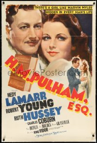 2a0920 H.M. PULHAM ESQ linen style C 1sh 1941 great artwork of pretty Hedy Lamarr & Robert Young!