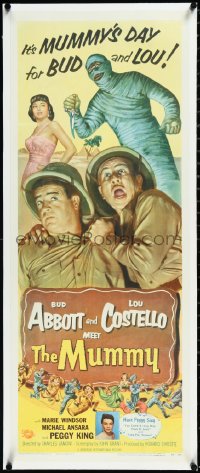 2a0786 ABBOTT & COSTELLO MEET THE MUMMY linen insert 1955 Bud & Lou are back in their mummy's arms!